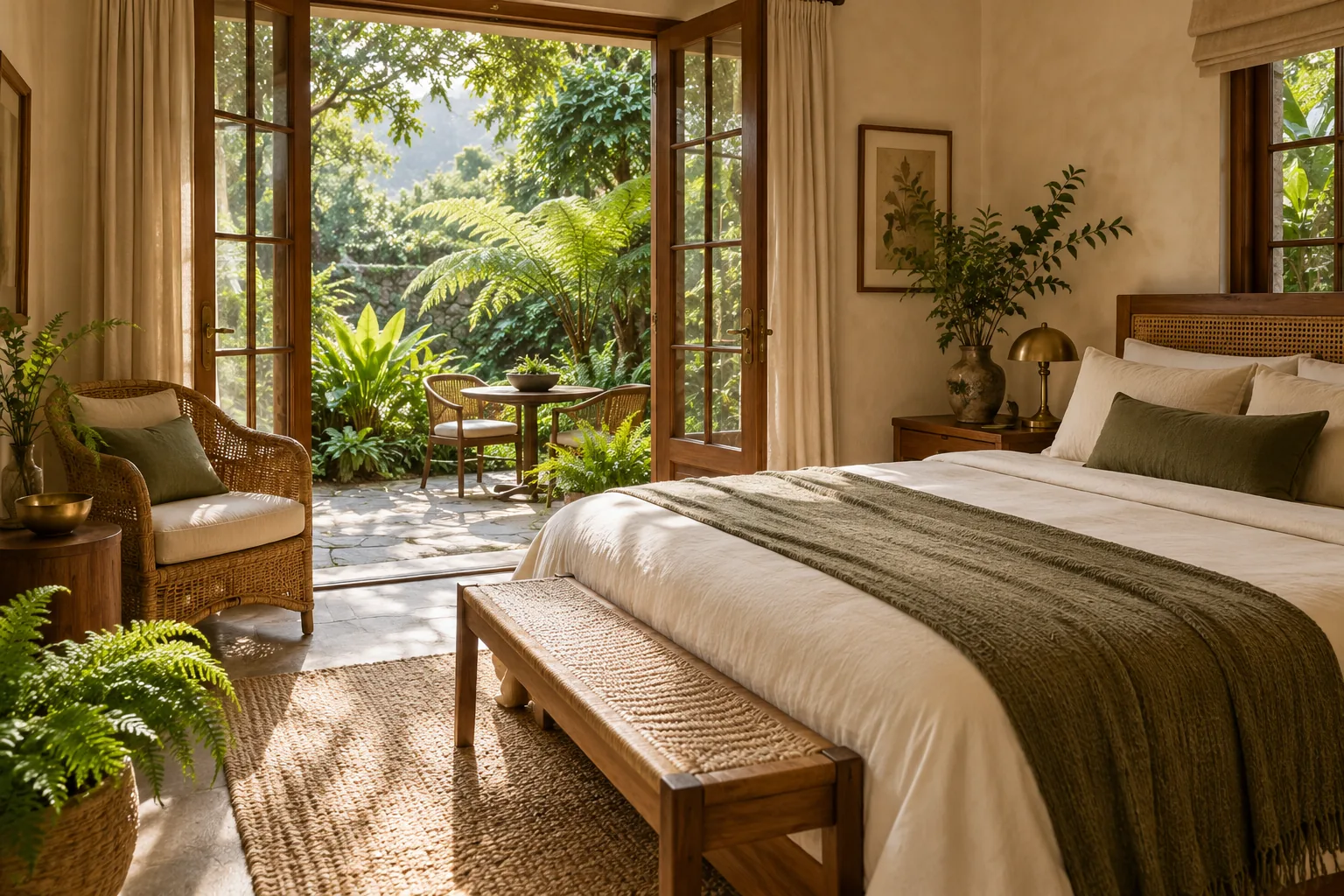 AI-generated interior concept for the fictional Garden Retreat
